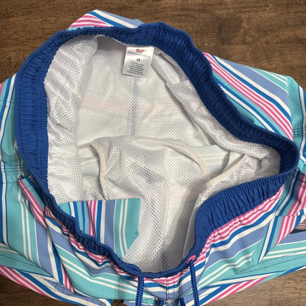 Vineyard‎ Vines Swim Trunks Men Medium Striped Mesh Lined Shorts Stretch
